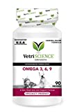 VETRISCIENCE Omega 3 Fish Oil for Dogs and Cats, 90 Soft Gels - Skin and Coat, Heart Health and Immune Support Fish Oil Supplement