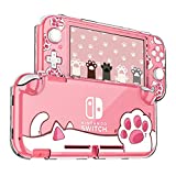 DLseego Protective Case for Switch Lite, Hard PC Clear Anti-Shock Split Cover with Cat-Pad Pattern