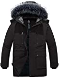Wantdo Men's Windproof Fur Hood Jacket Outerwear Warm Winter Coat Black S