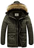 WenVen Men's Hooded Warm Coat Winter Parka Jacket (Army Green, Large)