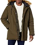 GUESS Men's Heavyweight Hooded Parka Jacket with Removable Faux Fur Trim, Olive, Medium