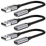 USB C Female to USB Male Adapter[3 Pack] - Yootech 6.3” Type C to USB A Adapter, Type A Power Charger Cable Connector for iPhone 13/12/11 Mini Pro Max, Samsung S21/S20, iPad Mini Air Pro(Gray)