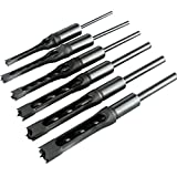 6pcs Square Hole Mortise Chisel Drill Bit Tools, 5/8" 9/16" 1/2" 3/8" 5/16" 1/4" HSS Woodworking Hole Saw Mortising Chisel Drill Bit Set, Different Sizes