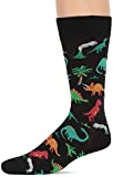 Hot Sox mens Animal Series Novelty Fashion Crew Casual Sock, Dinosaurs (Black), 6 12 US