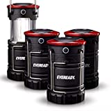 Eveready 360 LED Camping Lantern, IPX4 Water Resistant, Super Bright, 100 Hour Run-time, Battery Powered Outdoor LED Lantern, Black (4 Pack)