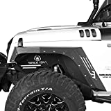 Hooke Road Fenders Steel Armor Style Fender Flares Mud Guards Compatible with Jeep Wrangler JK 2007-2018 (4PCS Front & Rear)