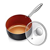 MICHELANGELO 1 Quart Saucepan with Lid, Ultra Nonstick Coppper Sauce Pan with Lid, Small Pot with Lid, Ceramic Nonstick Saucepan 1 quart, Small Sauce Pot, Copper Pot 1 Qt, Ceramic Sauce Pan - 1 Quart