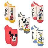 Disney Mickey & Friends Retro Ladies and Juniors 5-Pack No Show Socks (One size fits most adults)