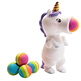 Hog Wild White Unicorn Popper Toy - Shoot Foam Balls Up to 20 Feet - 6 Rainbow Balls Included - Age 4+