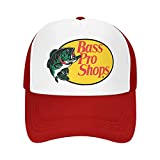 Bass-pro-Shops Trucker hat mesh Cap - one Size fits All Snapback Closure - Great for Hunting, Fishing, Travel, Mountaineering Red
