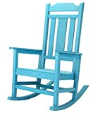 hOmeHua Oversized Rocking Chair, All Weather Resistant Outdoor Indoor Fade-Resistant Patio Rocker Chair，Stable Durable Smooth Rocking, Comfortable Easy to Maintain, Load Bearing 350 lbs - Lake Blue