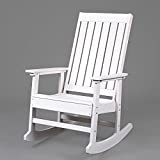 OKL Outdoor Rocking Chairs All-Weather Oversized Plastic Rocker Chair with Curved Seat for Garden, Lawn, Backyard,Indoors, Patio Porch Rocker,350lbs (White)