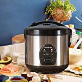 MOOSUM Electric Rice Cooker with One Touch for Asian Japanese Sushi Rice, 5-cup Uncooked/10-cup Cooked, Fast&Convenient Cooker with Steamer, Stainless Steel Housing and Auto Warmer