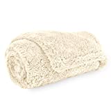 PetAmi Fluffy Waterproof Dog Blanket Fleece | Soft Warm Pet Fleece Throw for Medium Dogs and Cats | Fuzzy Plush Sherpa Throw Furniture Protector Sofa Couch Bed (Beige Cream, 29x40)