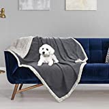 Waterproof Dog Blanket,Premium Pet Puppy Cat Soft Fleece Sherpa Throws Blanket Cushion Mat for Car Seat Furniture Protector Cover Small 50" x 30" by Pawsse Gray