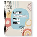 Softcover Swearing Helps 8.5" x 11" Snarky Spiral Notebook/Journal, 120 College Ruled Pages, Durable Gloss Laminated Cover, Black Wire-o Spiral. Made in the USA