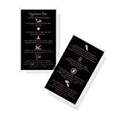 Hyaluron Pen Filler Aftercare Instruction Card | 50 Pack | Physical Printed 2x3.5 inches Business Card Size | Black with Rose Gold Glitter Design