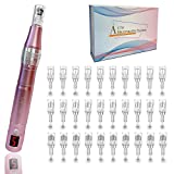 Loutsbe Cordless Electric Microneedling Pen 21000RPM, Professional Dermapen Machine With 30 Pcs Replace Cartridege (12-pins 10, 36pins10, nano10) Beneficial Your Skin Suitable For Use At Home