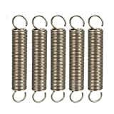 uxcell Extended Compressed Spring Wire Diameter 0.039" , OD 0.39" , Free Length 2.36" Stainless Steel Small Dual Hook Tension Spring 5pcs