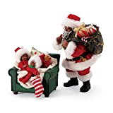 Department 56 Christmas Traditions Santa Shh African American Figurine Set, 10 Inch, Multicolor