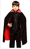 THTMS Unisex Cosplay Christmas Halloween Witch Party Reversible Hooded Vampires Cape Cloak（Dual-Layer,Black and red ） (S, Stand Collar)