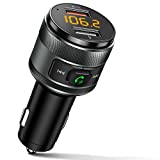 IMDEN Bluetooth 5.0 FM Transmitter for Car, 3.0 Wireless Bluetooth FM Radio Adapter Music Player FM Transmitter/Car Kit with Hands-Free Calling and 2 USB Ports Charger Support USB Drive