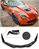 Replacement for 2014-2019 Corvette C7 All Models | Z06 Stage 3 Front Bumper Lip Splitter with Painted Carbon Flash Metallic Side Extension Winglets Pair (Carbon Fiber)