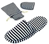 Non-Disposable Travel Slippers Portable Sandals Cotton Spa Hotel Slippers Guest Room Indoor House Slippers Flight Slippers Anti-Skid Foldable Camping Slippers Shoes Footwear Dark Blue