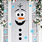 Joy Day Christmas Door Stickers Decor Christmas Snowman Door Stickers Christmas Large Snowman Stickers with Snowflake Decals for Xmas Refrigerator Door Wall Window Decor (Snowboy-II)