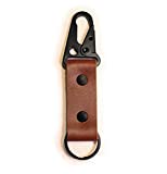 Leather Keychain Tactical HK Clip Fob - Full Grain Leather (Brown)