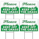 4 PC Keep Off the Grass Signs with Stake - 6x9 Coroplast Double Sided No Parking on Grass Sign - Stay Off Grass Signs for Yard - Do Not Walk on Grass 1