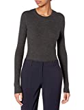 Theory Women's Long Sleeve Ribbed Crewneck Mirzi Sweater, Charcoal, P