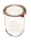 Weck Tulip Jar - Sour Dough Starter Jars - Large Glass Jar for Sourdough - 1 x WECK 745 Clear Jar with Glass Lid and Wide Mouth - 1 Liter Includes Lid, rubber seal and steel clips