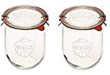 Weck Tulip Jars 1 Liter - Large Sour Dough Starter Jars with Wide Mouth - Suitable for Canning and Storage - 2 with Glass Lids