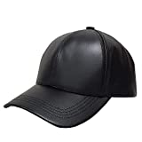 Emstate Cowhide Leather Unisex Adjustable Baseball Cap Made in USA (Black)