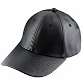 Samtree Unisex Baseball Cap,Adjustable PU Leather Corduroy Sun Protection Sport Hat(01-Black(Leather))