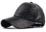 INOGIH Snakeskin-Leather Baseball-Cap Unisex Casual-Dad-Hat Adjustable Snapback for Women Men Black