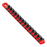 Ernst Manufacturing 8415 13-Inch Socket Organizer with 14 3/8-Inch Twist Lock Clips, Red