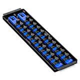 Ernst Manufacturing Socket Boss, Premium 2-Rail 1/2-Inch-Drive Socket Organizer, 13-Inch, Blue (8497)