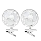 BEYOND BREEZE Clip Fan Two Quiet Speeds, Strong Grip Clamp, Adjustable Tilt, Ideal for Home, Office, Dorm, 6 Inch, White, 2 Pack