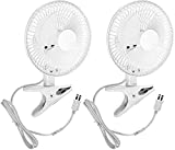 6 INCH - 2 Speed - Adjustable Tilt, Whisper Quiet Operation Clip-On-Fan with 5.5 Foot Cord and Steel Safety Grill (2, 6" Fan with 5 FT Cord)