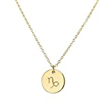 Handmade Capricorn Gold Zodiac Necklace for Women and Girls | Best December January Birthday Gift Pendant for Mother, Daughter, Wife, Teen, Special one - 16 inch 14k Gold Fill