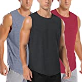 Amussiar Men's Sleeveless Hiking Mesh Tee Lightweight Muscle Gym Undershirts for Basketballs Workout Running (Black/Red/Grey Medium)