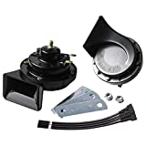 FARBIN Horns Auto Horn 12V Car Horn Loud Dual-Tone Waterproof Electric Snail Horn Kit Universal for Any 12V Vehicles Black (Black, 12V car horn)