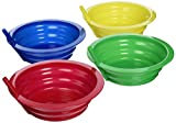 Green Direct Sippy Bowl 22 Ounce Plastic Cereal Bowl with Built in Straw for Kids Assorted Colors Blue-Red-Green-Yellow Pack of 4