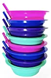 Klickpick Home Soup Cereal Bowls with Straws - Set of 8 Kids Bowls with Built-in Straws - 22 Ounce Toddler Sippy Bowls Dishwasher/Microwave Safe BPA Free