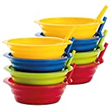 Plaskidy Cereal Bowls with Straws for Kids - Set of 8 Kids Bowls with Built-in Straws - 22 Ounce Toddler Sippy Bowls Dishwasher/Microwave Safe BPA Free Brightly Colored Great Kids Soup/Cereal Bowls