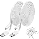 2 Pack 10FT Power Extension Cable for WyzeCam, WyzeCam Pan, KasaCam Indoor, NestCam Indoor, Yi Camera, Blink,Cloud Cam, USB to Micro USB Durable Charging and Data Sync Cord(White)