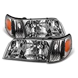 ACANII - For 1998-2011 Ford Crown Victoria Headlights Headlamps+Corner Parking Signal Lights Driver + Passenger
