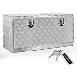 ARKSEN 36 Inch Aluminum Tool Box, Waterproof Rectangular Under Truck Storage Chest for Pick Up Truck Bed, RV Trailer, ATV with Lock and Keys - Silver